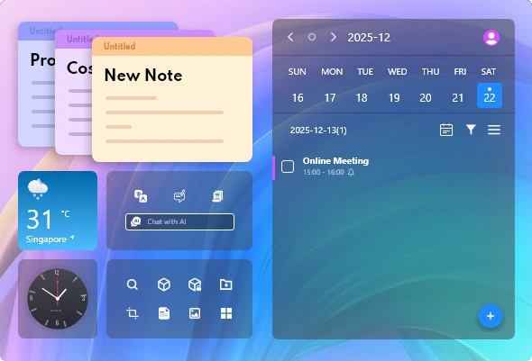 desktop organizer wallpaper con widget